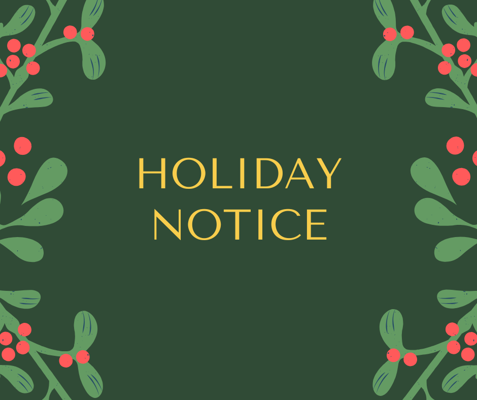 年末年始休暇のお知らせ